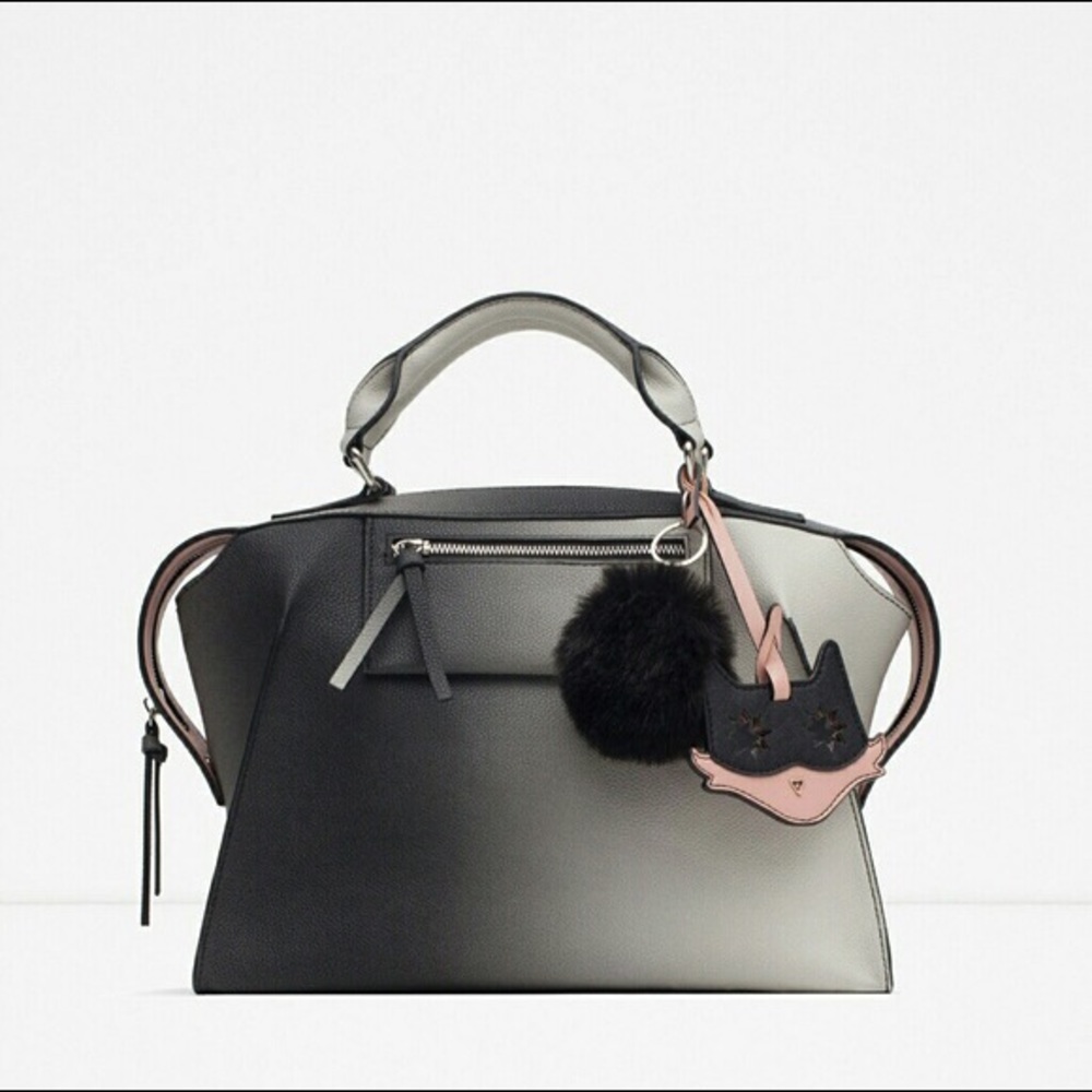 Zara Ombré Bag with Pom Pom Keychain